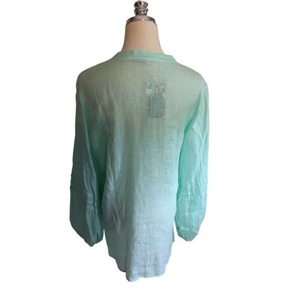 Color Me Cotton CMC Top Women's Size Small Seafoam Green Linen Long Sleeve - Picture 5 of 8